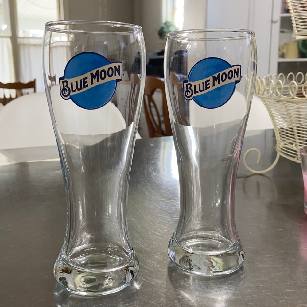 BLUE MOON Fluted Beer Beverage Pint Glass Barware Pub Drink Ware Bar 8" 16oz.